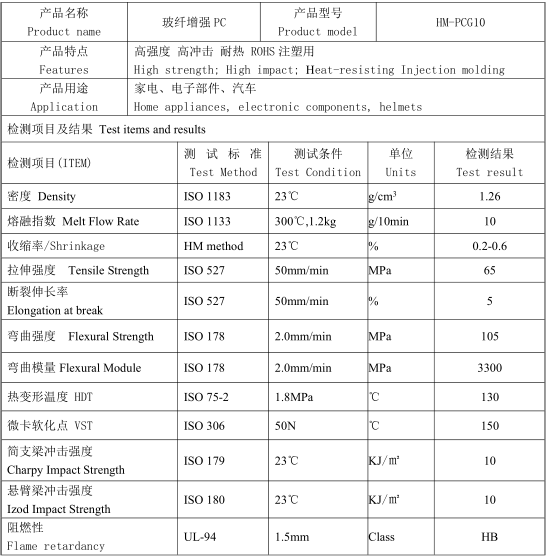 玻纖增強(qiáng)10%pc材料